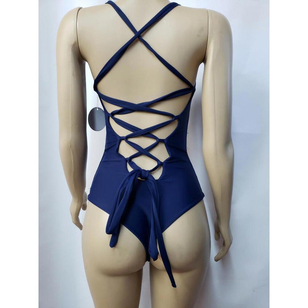 TORI PRAVER Size S Blue Adjustable Straps Women's One Piece Swimsuit NWT #CB2